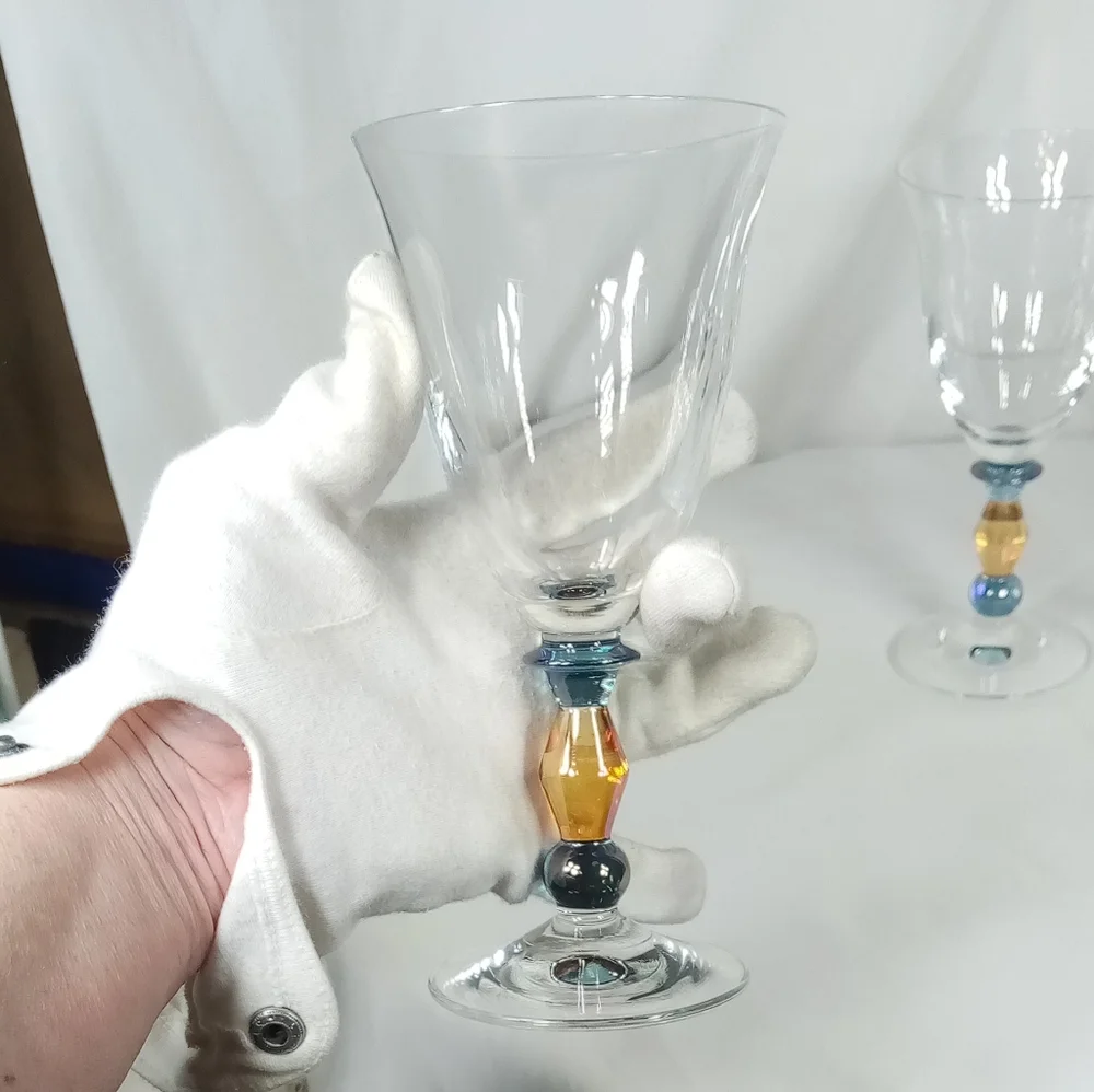 Set Of 3 Mikasa Estate Clear Amber Wine Glass Goblet